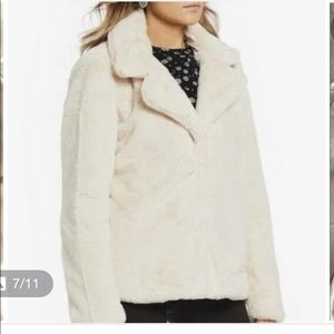 NWOT JouJou white faux fur jacket medium